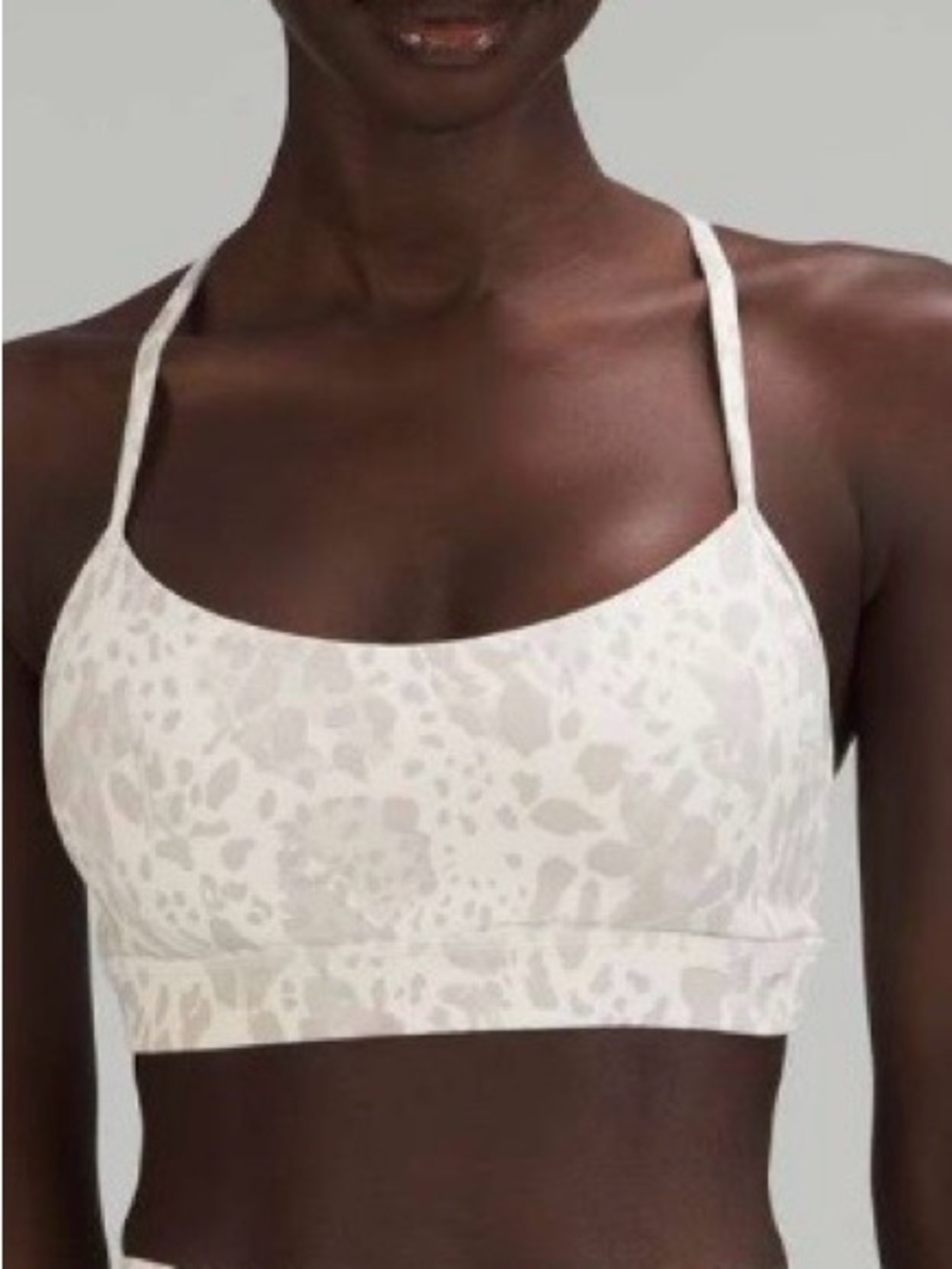 Like New! Lululemon Flow Y Bra Cheetah Camo Antique White Multi Size 10